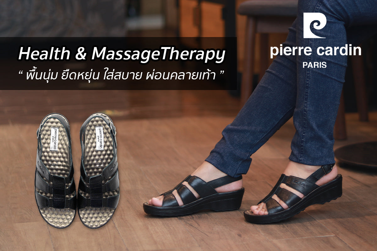 Pierre Cardin รองเท้าผู้หญิง รองเท้าแตะแบบลำลองหญิง รองเท้าส้นแบนแบบรัดส้น นุ่มสบาย ผลิตจากหนังแท้ สีบรอนซ์ทอง ไซส์ 21SS242