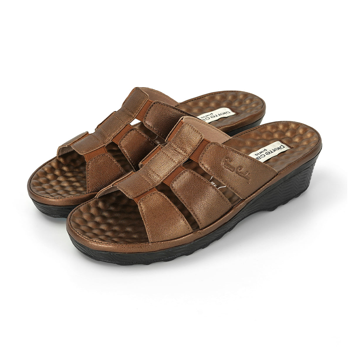 Pierre Cardin รองเท้าแตะหนังแท้ ทรงสวม สีแดงเบอร์รี่ ไซส์ 36–42 รุ่น 21SS245