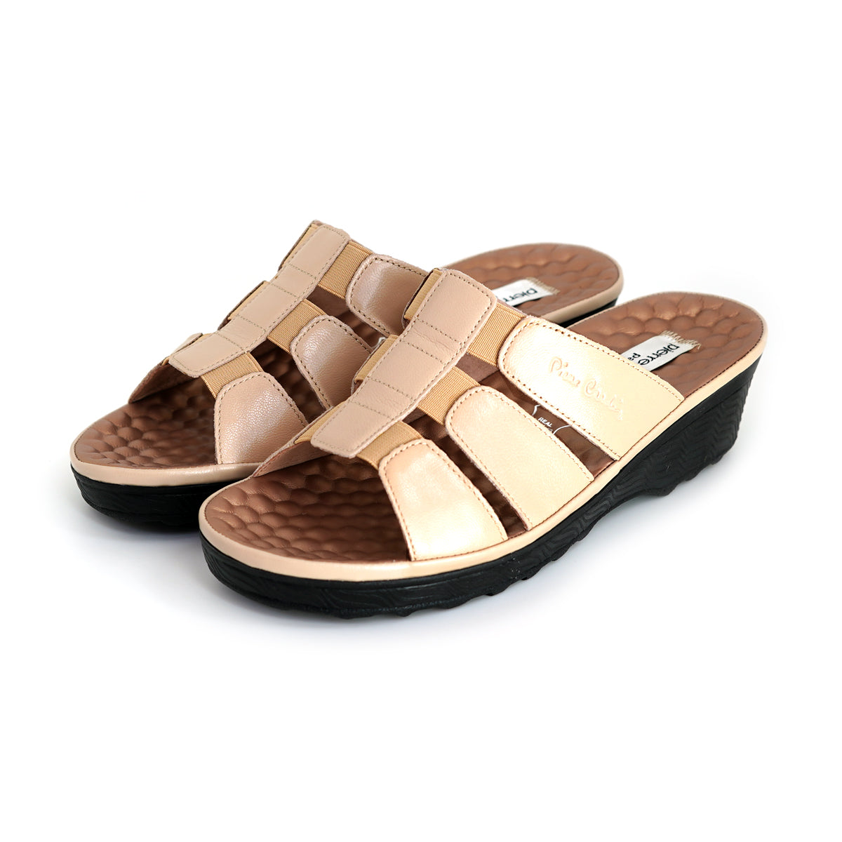 Pierre Cardin รองเท้าแตะหนังแท้ ทรงสวม สีแดงเบอร์รี่ ไซส์ 36–42 รุ่น 21SS245
