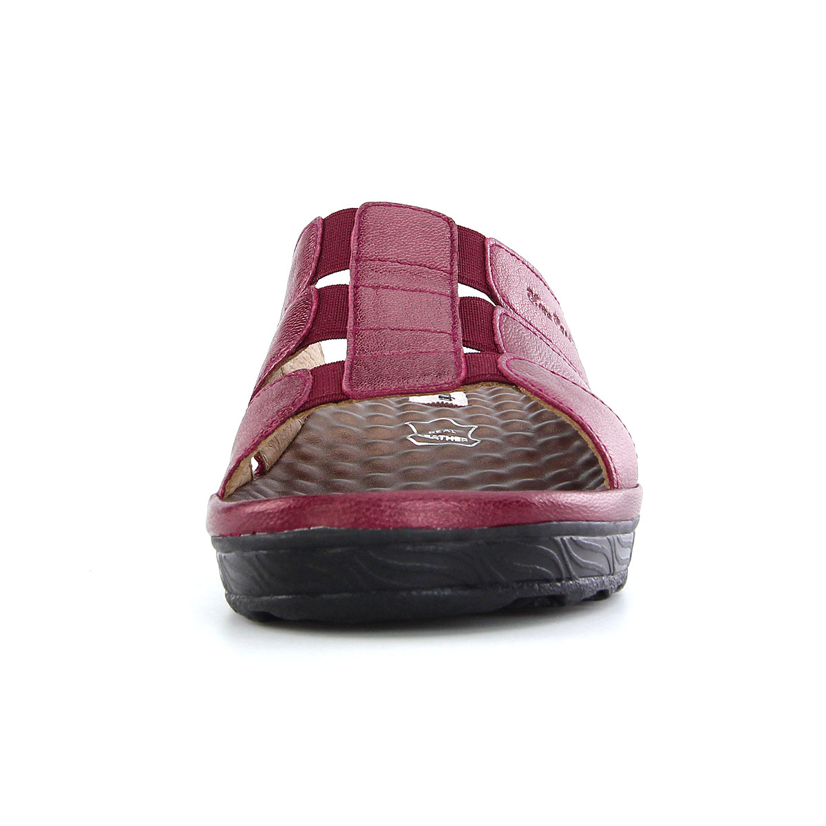 Pierre Cardin รองเท้าแตะหนังแท้ ทรงสวม สีแดงเบอร์รี่ ไซส์ 36–42 รุ่น 21SS245