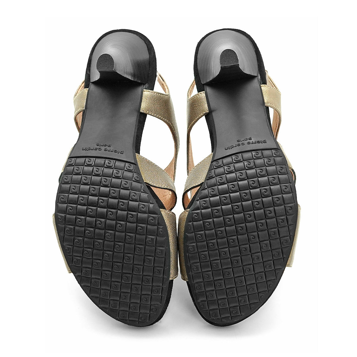 Pierre Cardin รองเท้าผู้หญิง รองเท้าส้นสูง นุ่มสบาย ผลิตจากหนังแท้ สีบรอนซ์ทอง รุ่น 21SS256