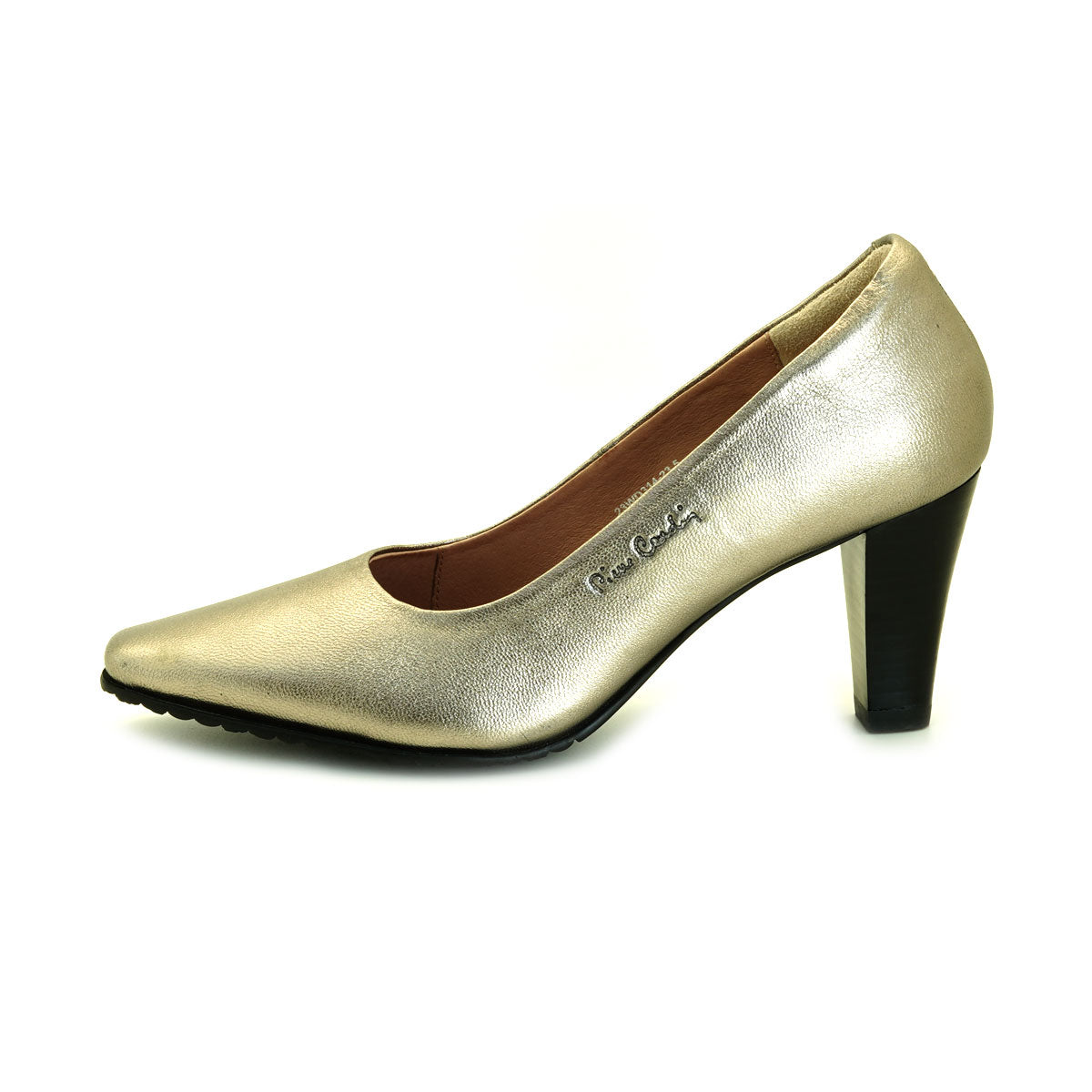 Pierre Cardin รองเท้าผู้หญิง รองเท้าส้นสูง รองเท้าส้นสูงทรง Pump นุ่มสบาย ผลิตจากหนังแท้ สีบรอนซ์ทอง ไซส์ 23WD314