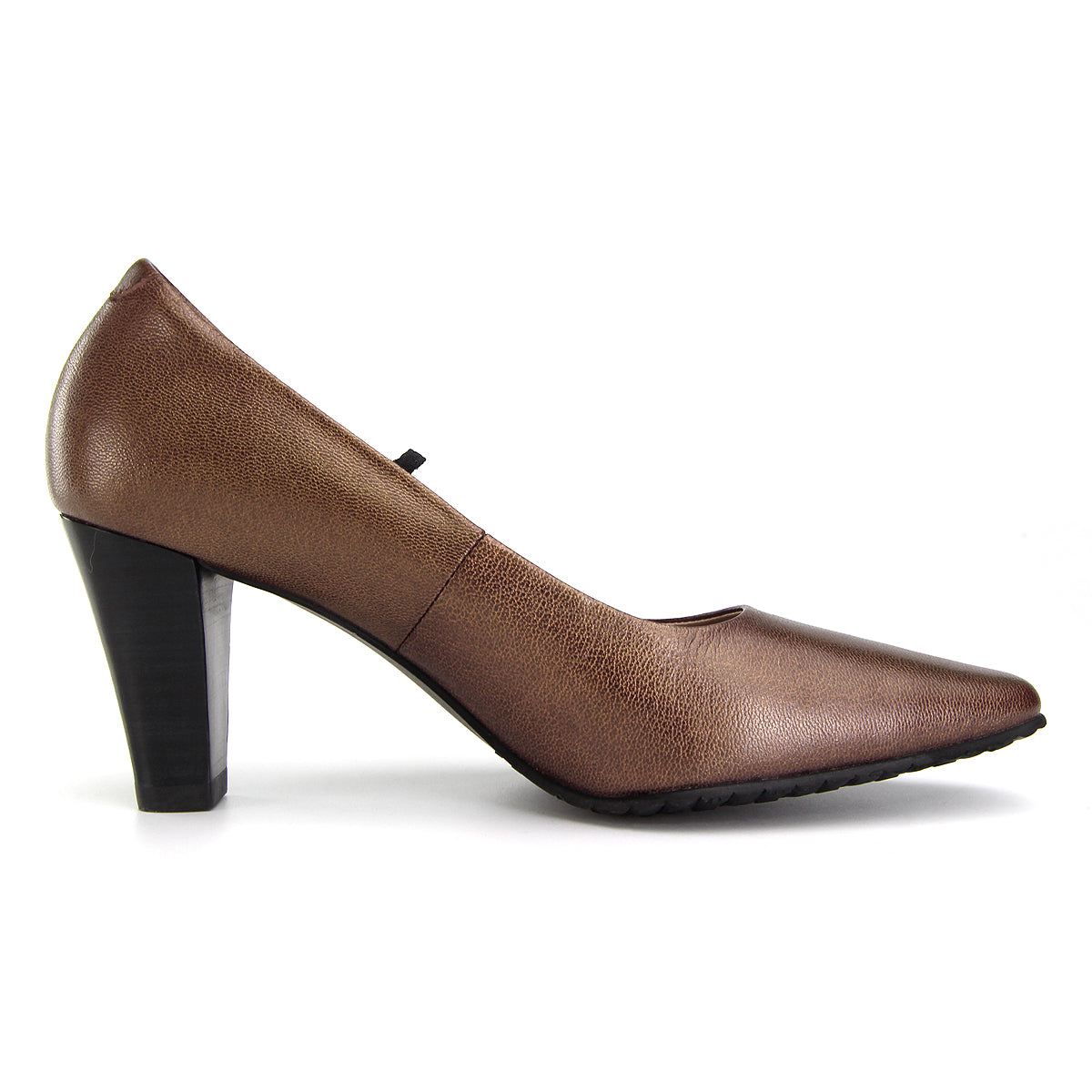 Pierre Cardin รองเท้าผู้หญิง รองเท้าส้นสูง รองเท้าส้นสูงทรง Pump นุ่มสบาย ผลิตจากหนังแท้ สีบรอนซ์ทอง ไซส์ 23WD314