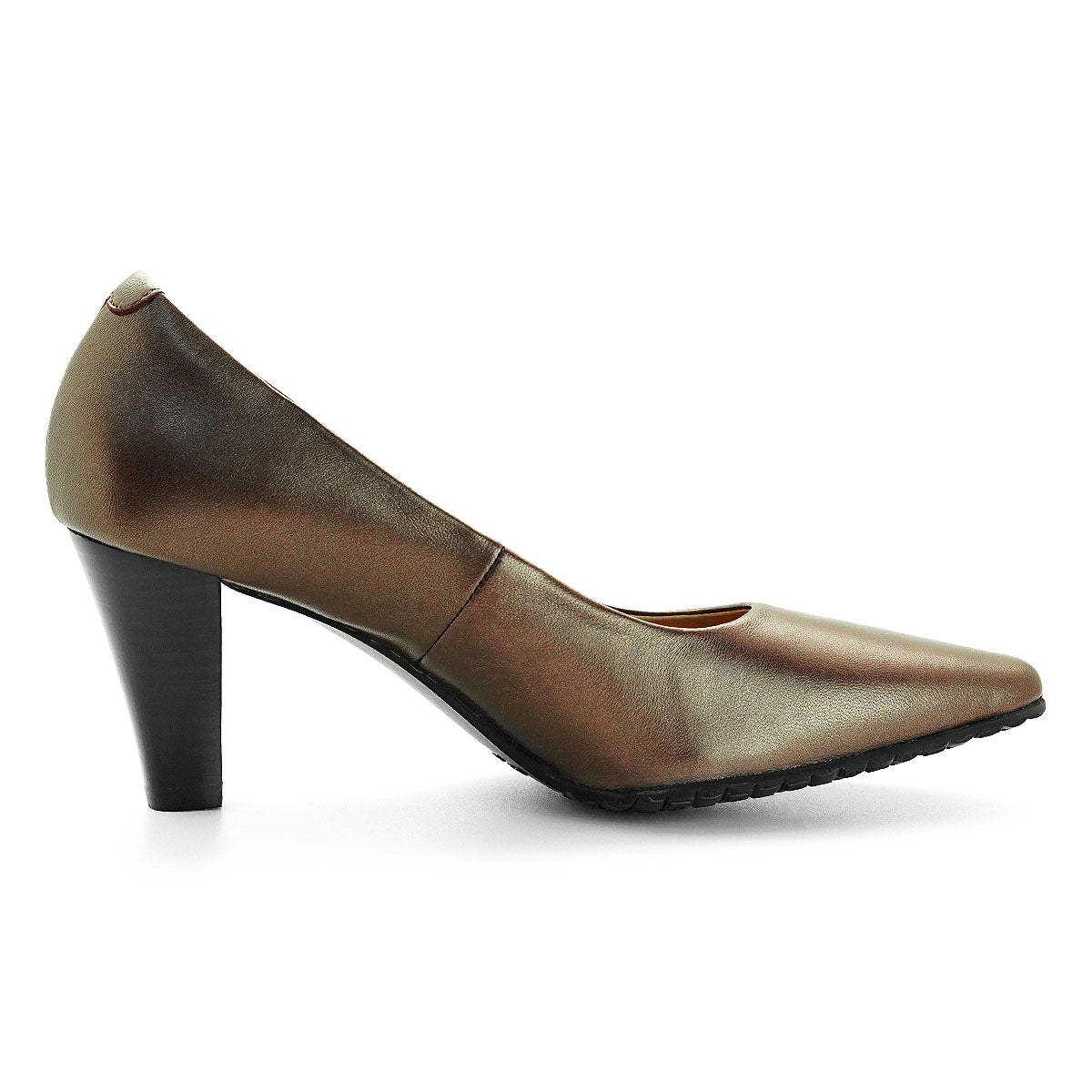 Pierre Cardin รองเท้าผู้หญิง รองเท้าส้นสูง รองเท้าส้นสูงทรง Pump นุ่มสบาย ผลิตจากหนังแท้ สีบรอนซ์ทอง ไซส์ | High-heels Shoes - 23WD316