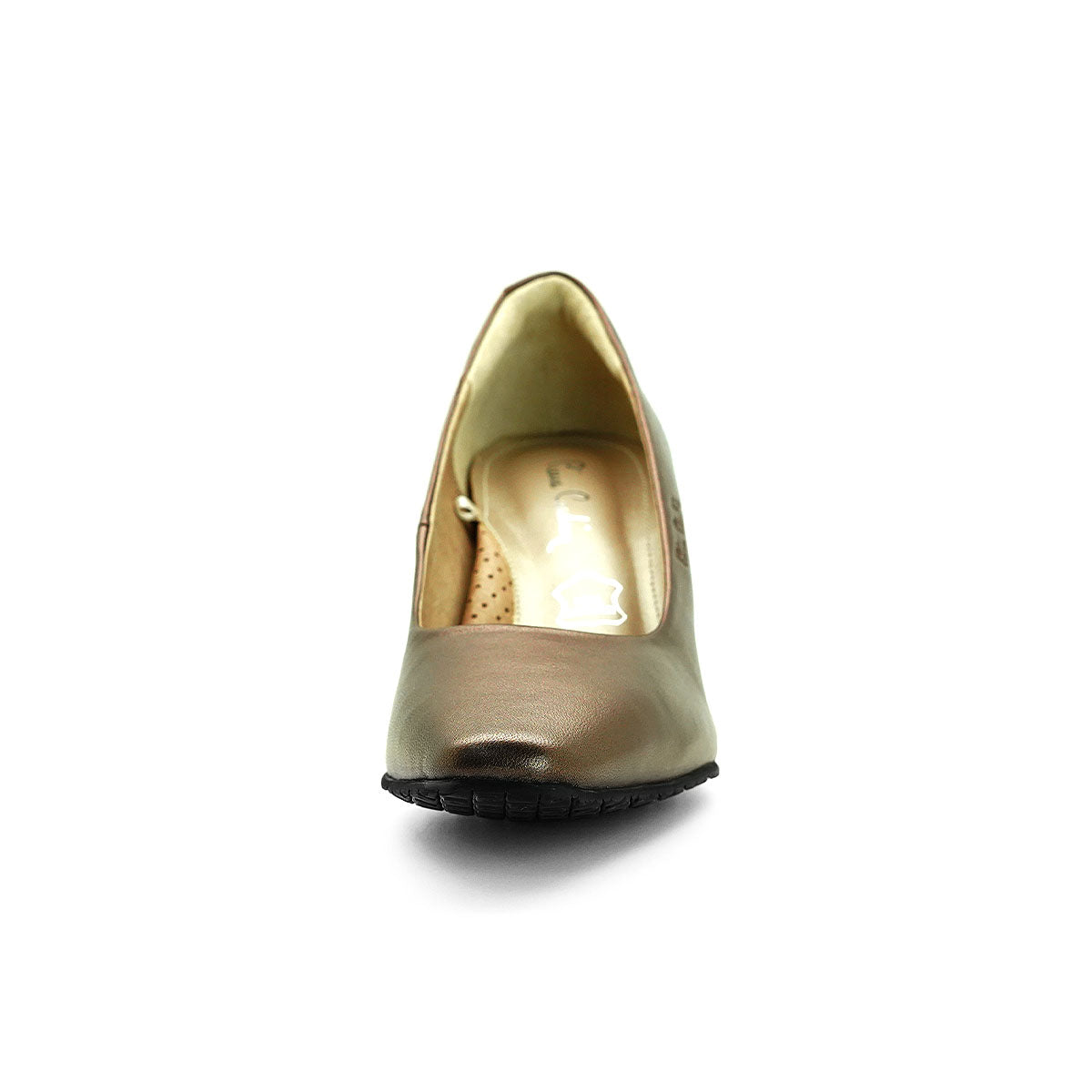 Pierre Cardin รองเท้าผู้หญิง รองเท้าส้นสูง รองเท้าส้นสูงทรง Pump นุ่มสบาย ผลิตจากหนังแท้ สีบรอนซ์ทอง ไซส์ | High-heels Shoes - 23WD316