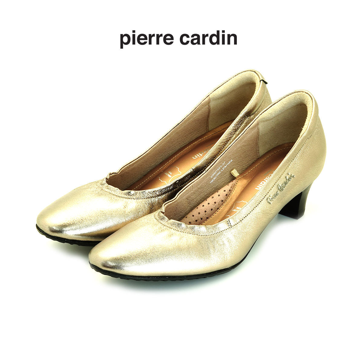 Pierre Cardin รองเท้าผู้หญิง รองเท้าส้นสูง รองเท้าส้นสูงทรง Pump นุ่มสบาย ผลิตจากหนังแท้ สีดำเงา รุ่น 24SD323