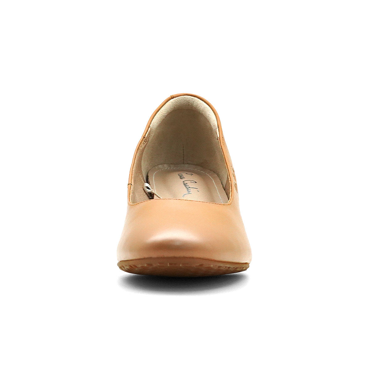 Pierre Cardin รองเท้าผู้หญิง รองเท้าส้นสูง นุ่มสบาย ผลิตจากหนังแท้ สีน้ำตาลอ่อน รุ่น 26WD422