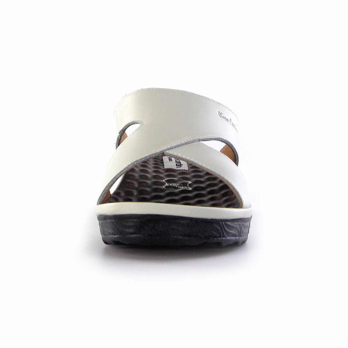 Pierre Cardin รองเท้าแตะผู้หญิง หนังแท้ นุ่มสบาย ทรงสวม/มีหู สีขาว รุ่น 26SS409