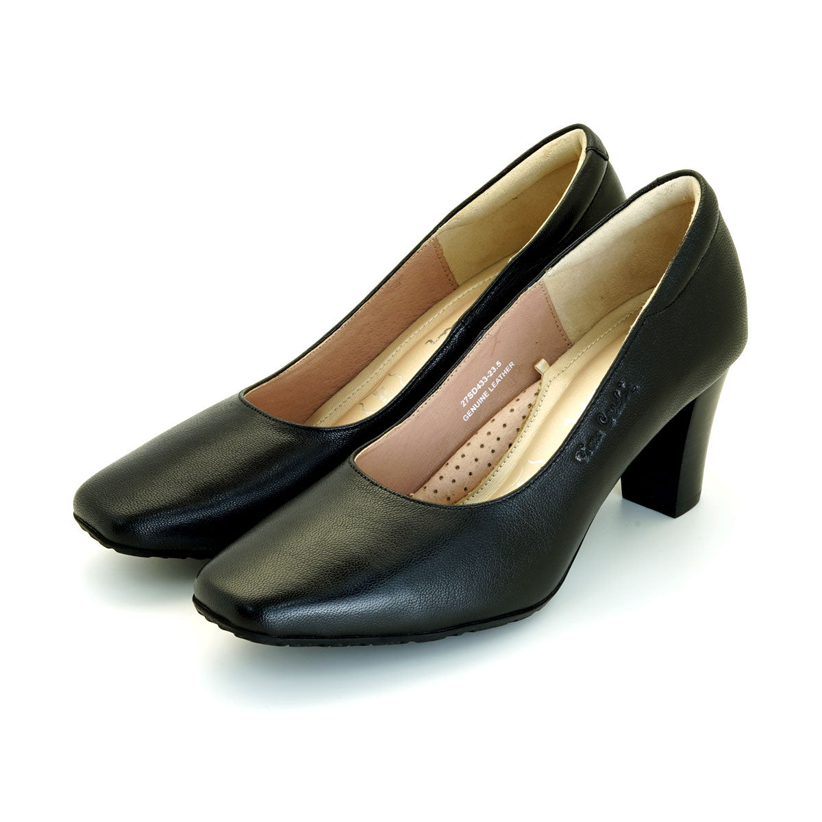 Pierre Cardin รองเท้าผู้หญิง รองเท้าส้นสูง รองเท้าส้นสูงทรง Pump นุ่มสบาย ผลิตจากหนังแท้ สีดำ ไซส์ 36 37 38 39 40 รุ่น 27SD433