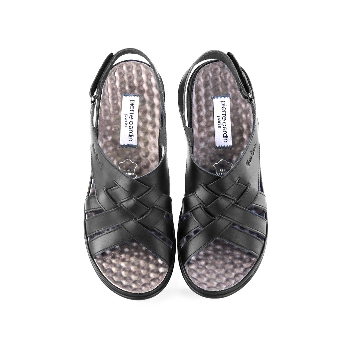 Pierre Cardin รองเท้าผู้หญิง รองเท้าแตะแบบลำลองหญิง รองเท้าส้นแบนแบบรัดส้น นุ่มสบาย ผลิตจากหนังแท้ สีแดง ไซส์ 36 37 38 39 40 รุ่น 27WS445