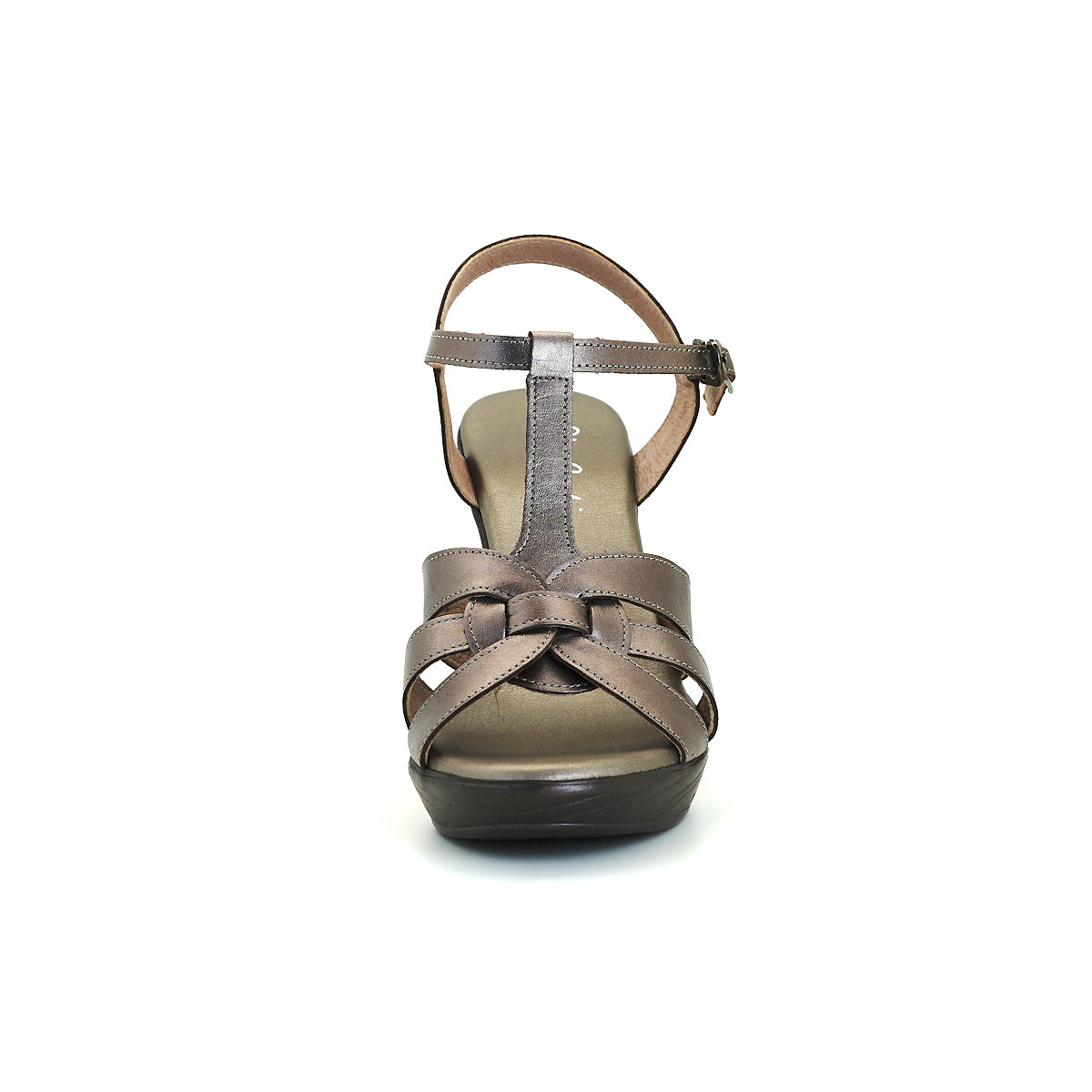 Pierre Cardin รองเท้าผู้หญิง รองเท้าส้นสูง รองเท้าส้นสูงแบบเปิดส้น นุ่มสบาย ผลิตจากหนังแท้ สีเมทัลลิคบรอนซ์ รุ่น 31PS805