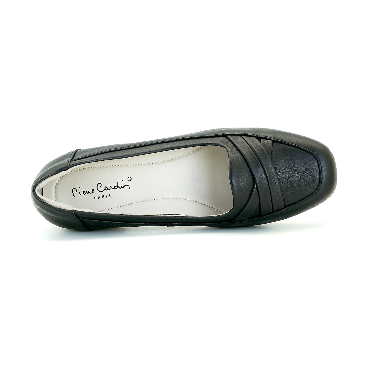 Pierre Cardin รองเท้าผู้หญิง รองเท้าส้นแบน รองเท้าหนังหุ้มส้น นุ่มสบาย ผลิตจากหนังแท้ สีดำ รุ่น 53BC153
