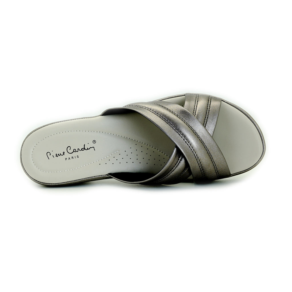 Pierre Cardin รองเท้าผู้หญิง รองเท้าแตะ รองเท้าแตะเพื่อสุขภาพ นุ่มสบาย ผลิตจากหนังแท้ สีเทา รุ่น 53BS151