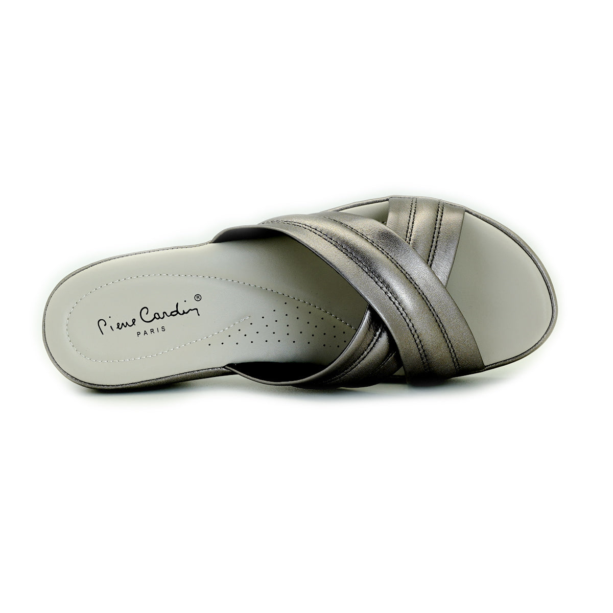 Pierre Cardin รองเท้าผู้หญิง รองเท้าแตะ รองเท้าแตะเพื่อสุขภาพ นุ่มสบาย ผลิตจากหนังแท้ สีเทา รุ่น 53BS151