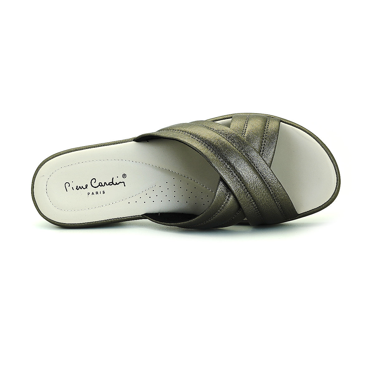Pierre Cardin รองเท้าผู้หญิง รองเท้าแตะ รองเท้าแตะเพื่อสุขภาพ นุ่มสบาย ผลิตจากหนังแท้ สีเทา รุ่น 53BS151