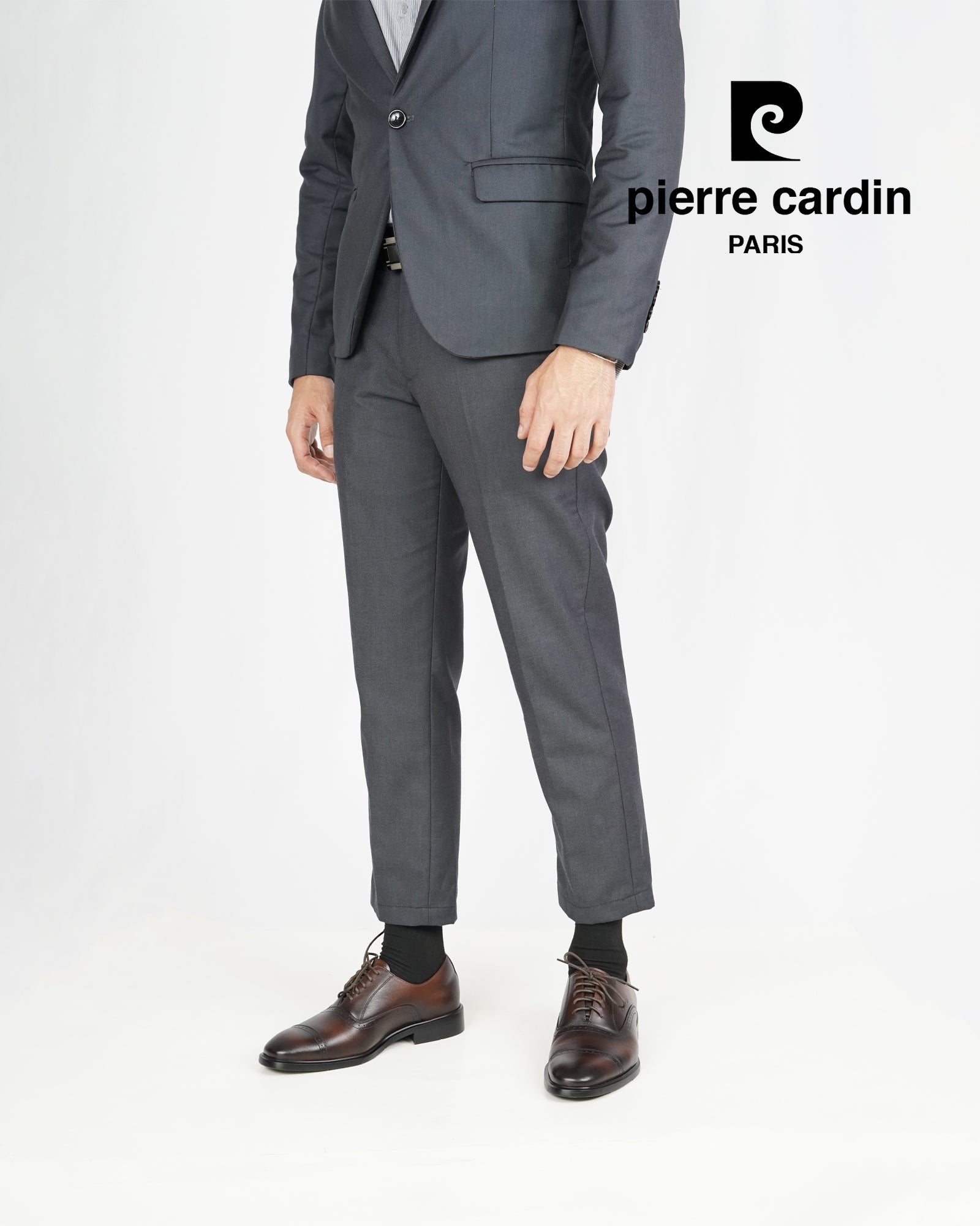 Pierre Cardin รองเท้าผู้ชาย รองเท้าหนังแบบผูกเชือก นุ่มสบาย ผลิตจากหนังแท้สีดำ รุ่น 80TD122