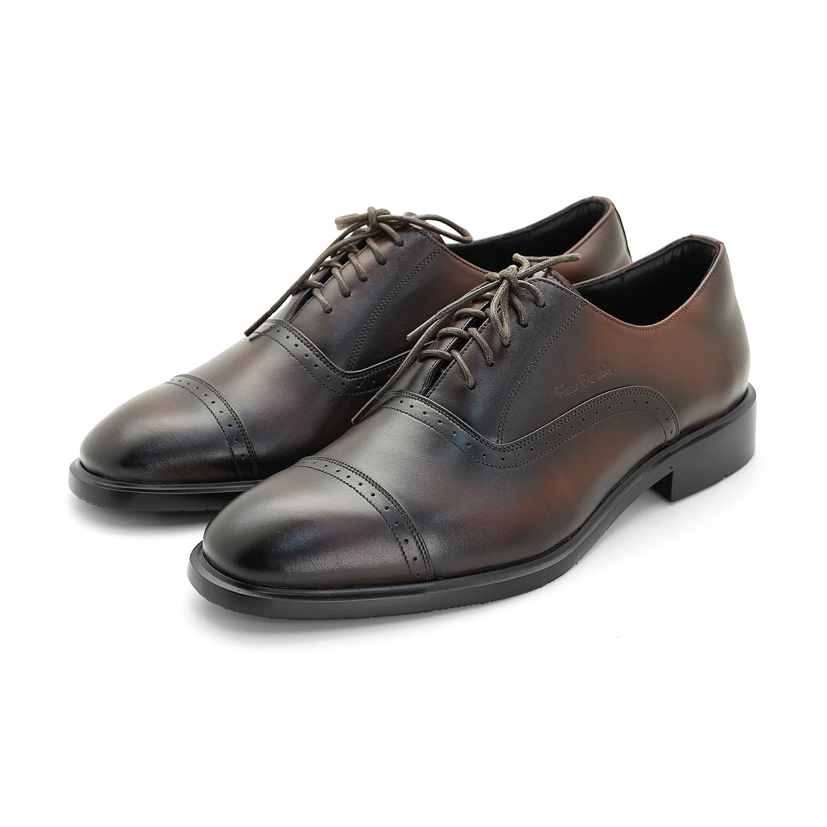 Pierre Cardin รองเท้าผู้ชาย รองเท้าหนังแบบผูกเชือก นุ่มสบาย ผลิตจากหนังแท้สีดำ รุ่น 80TD122