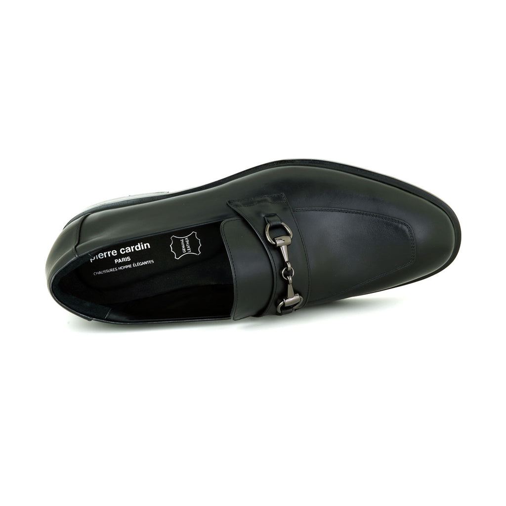 Pierre Cardin รองเท้าผู้ชาย รองเท้าโลฟเฟอร์และรองเท้าแบบสวม, นุ่มสบาย ผลิตจากหนังแท้ สีดำ รุ่น 83TD161