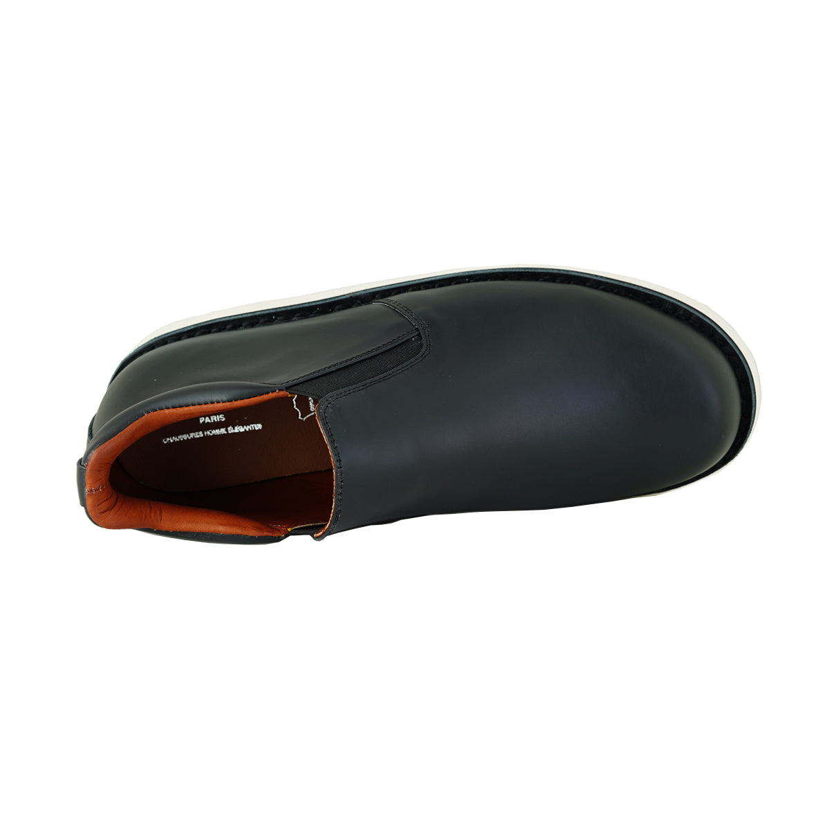 Pierre Cardin รองเท้าผู้ชาย รองเท้าบูท รองเท้าแบบสวมข้อสั้น, นุ่มสบาย ผลิตจากหนังแท้ สีดำ รุ่น 84JC176