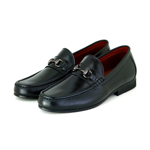 Pierre Cardin รองเท้าผู้ชาย รองเท้าโลฟเฟอร์และรองเท้าแบบสวม, นุ่มสบาย ผลิตจากหนังแท้ สีดำ รุ่น 84JD175