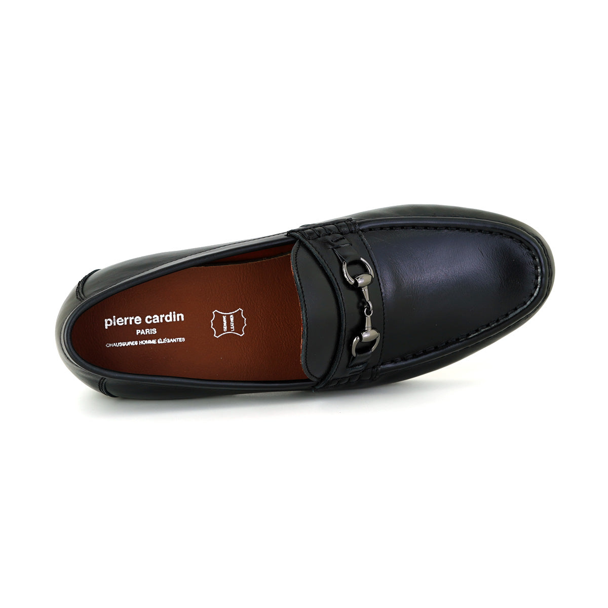 Pierre Cardin รองเท้าผู้ชาย รองเท้าโลฟเฟอร์และรองเท้าแบบสวม, นุ่มสบาย ผลิตจากหนังแท้ สีดำ รุ่น 84JD175